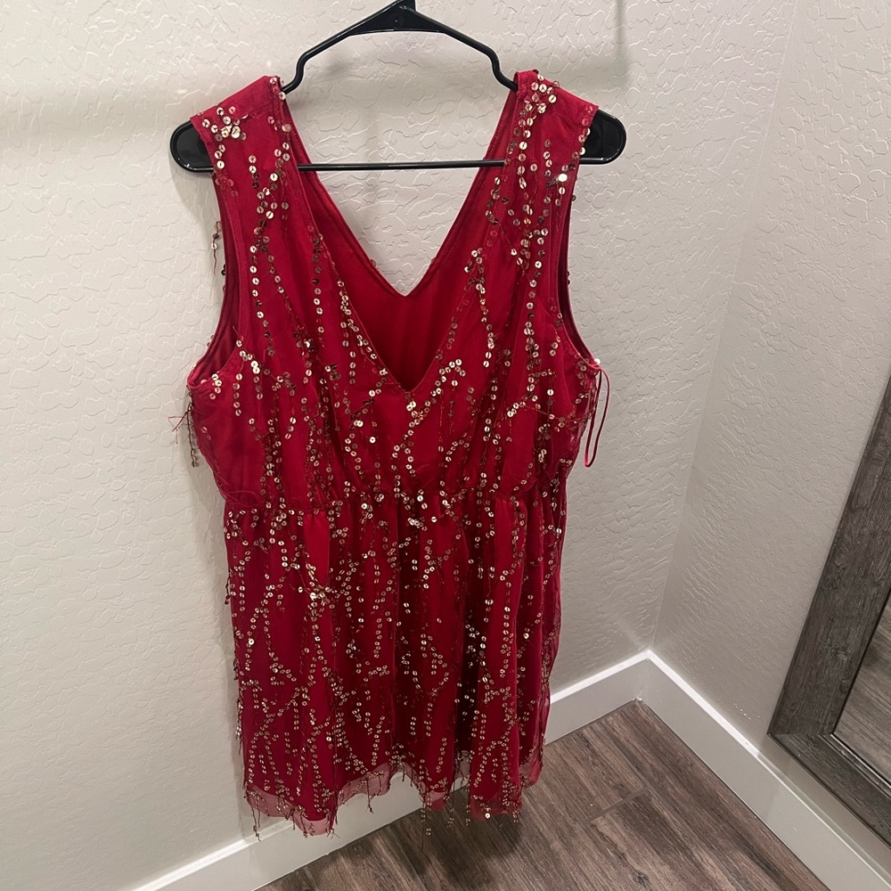 Red Sequin Sleeveless Dress